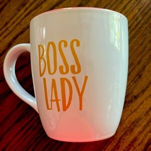 NWOT Boss Lady Clay Art Big Coffee Mug Cream & Golden With Pink inside / Handle